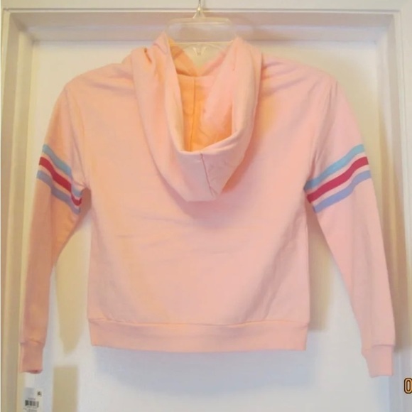 GIRL'S Ideology Rose Shadow (Pink) Rainbow Stripe Hoodie Sweatshirt Size 6-NWT - Picture 2 of 5